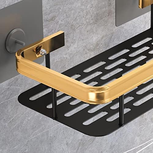 Shower Caddy Organizer Rack with Suction Cups Black Gold Aluminum