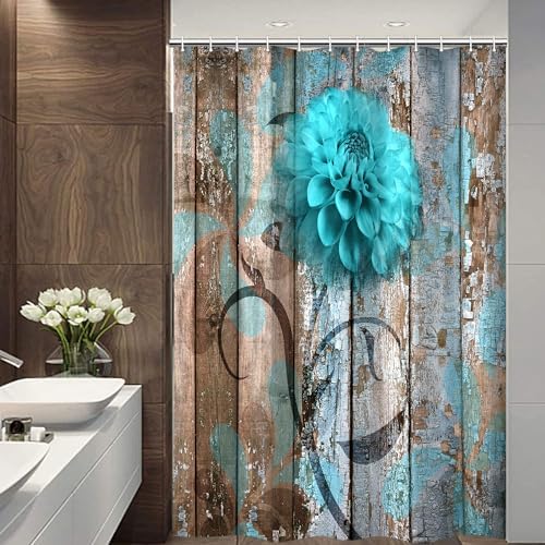 JAWO Teal Dahlia Small Shower Curtain Set