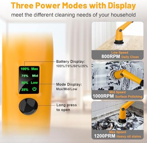 Denqir 1500 RPM Electric Spin Scrubber for Dewalt 20V Battery No Battery