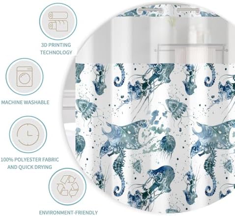 No Hook Shower Curtain with Snap Liner Set 71x74 Inch