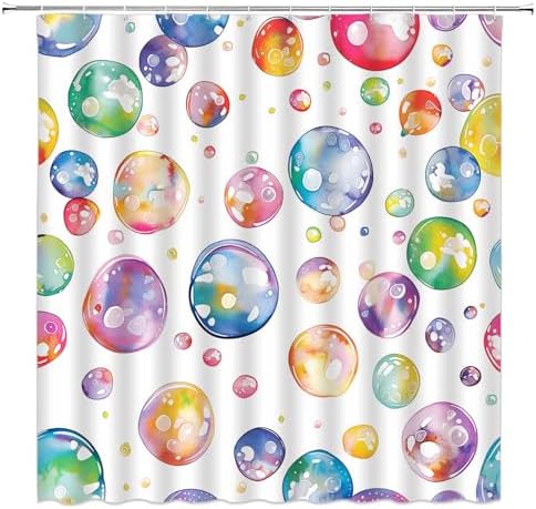 Polka Dot Shower Curtain Set with Hooks for Kids