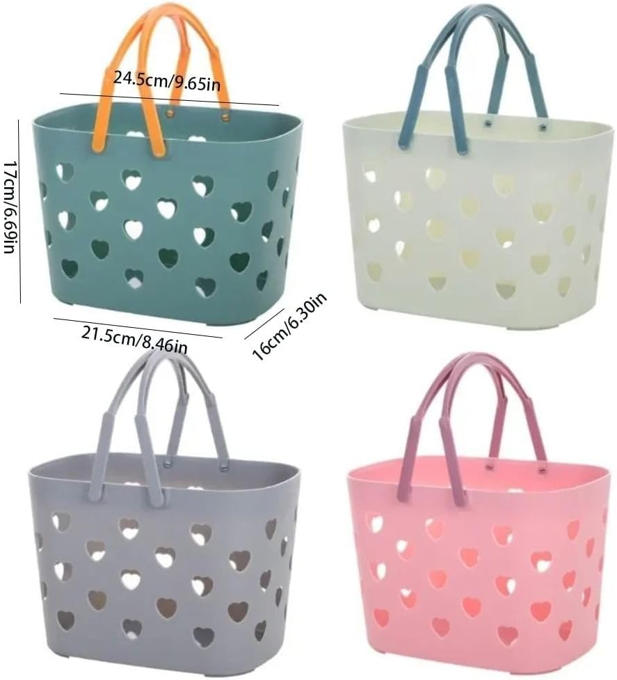 1PCS Heart-Shaped Portable Shower Basket with Handle