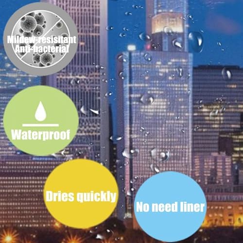OXJOIIS USA Chicago City Skyline Art Shower Curtain Set