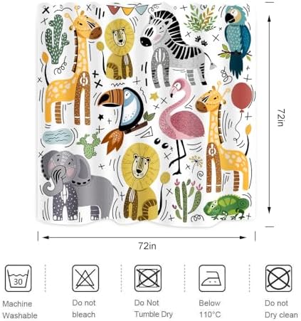 Cute Animal Shower Curtain Set with 12 Plastic Hooks
