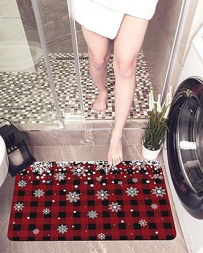 Merry Christmas Winter Snowflake Bath Mat Non-Slip 32x20In
