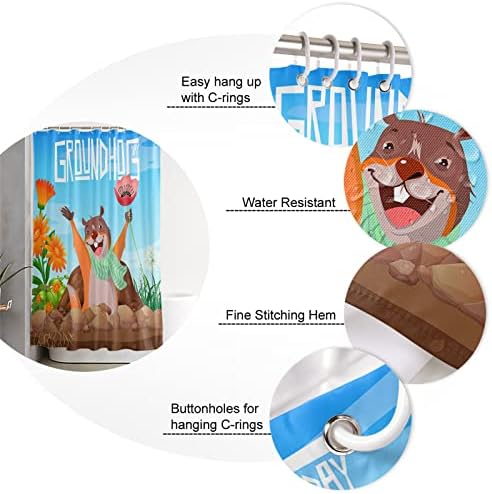 Groundhog Day Shower Curtain Set with Hook 60x72