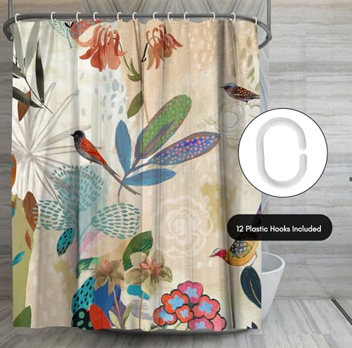 Americanflat 71x74 Floral Shower Curtain with 12 Hooks and Durable Metal Grommets