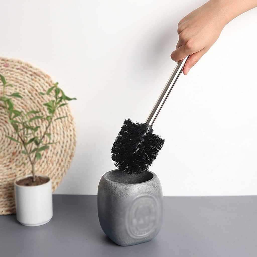 TOMYEUS Toilet Brush with Resin Holder Deep Cleaning