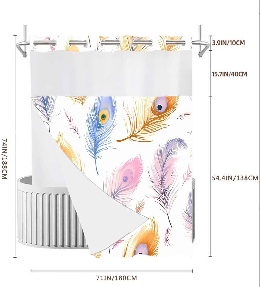 Gdmoon Colorful Peacock Feather Shower Curtain Set