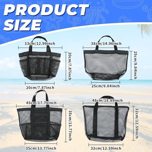 4 Pcs Foldable Mesh Shower Caddy Portable Beach Bag