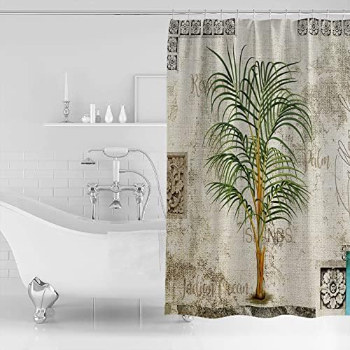 ZOE GARDEN Retro Palm Tree Shower Curtain Set