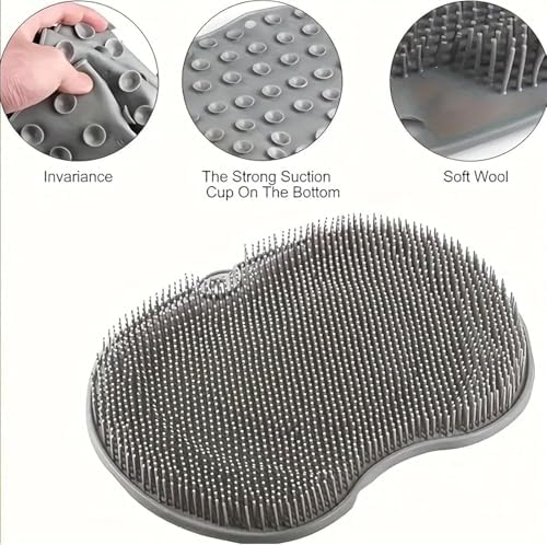 Gilusen Hands-Free Foot Scrubber Mat with Suction Cups Yellow