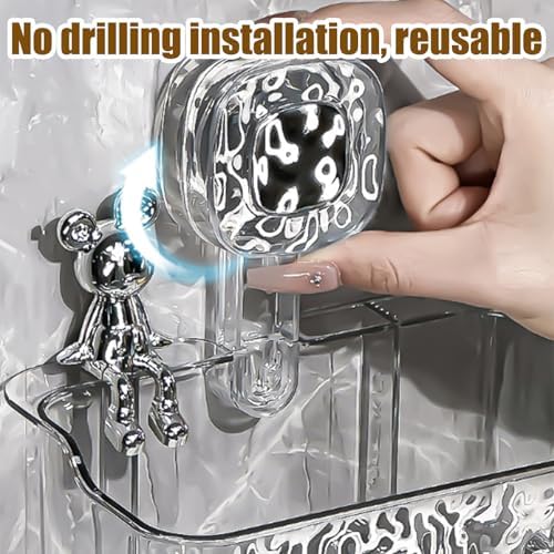 Corrugated Suction Cup Shower Caddy - No Drill White 1PC