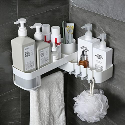 OWOT Adhesive Shower Caddy with 4 Hooks and Expandable Design