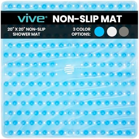 Vive Non-Slip Square Shower Mat with Suction Cups