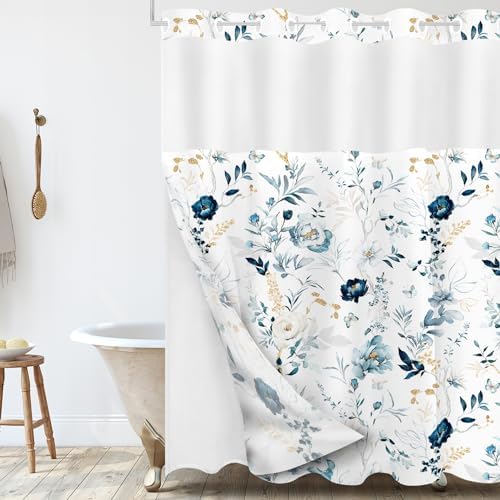 Tititex No Hooks Snap-in Liner Shower Curtain 72x72