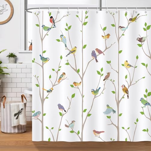 Bonhause Spring Birds Shower Curtain Set