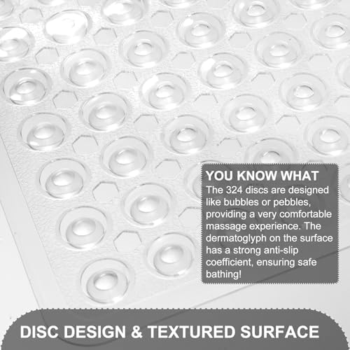 Non Slip Bath Mat with Suction Cups and Drain Holes