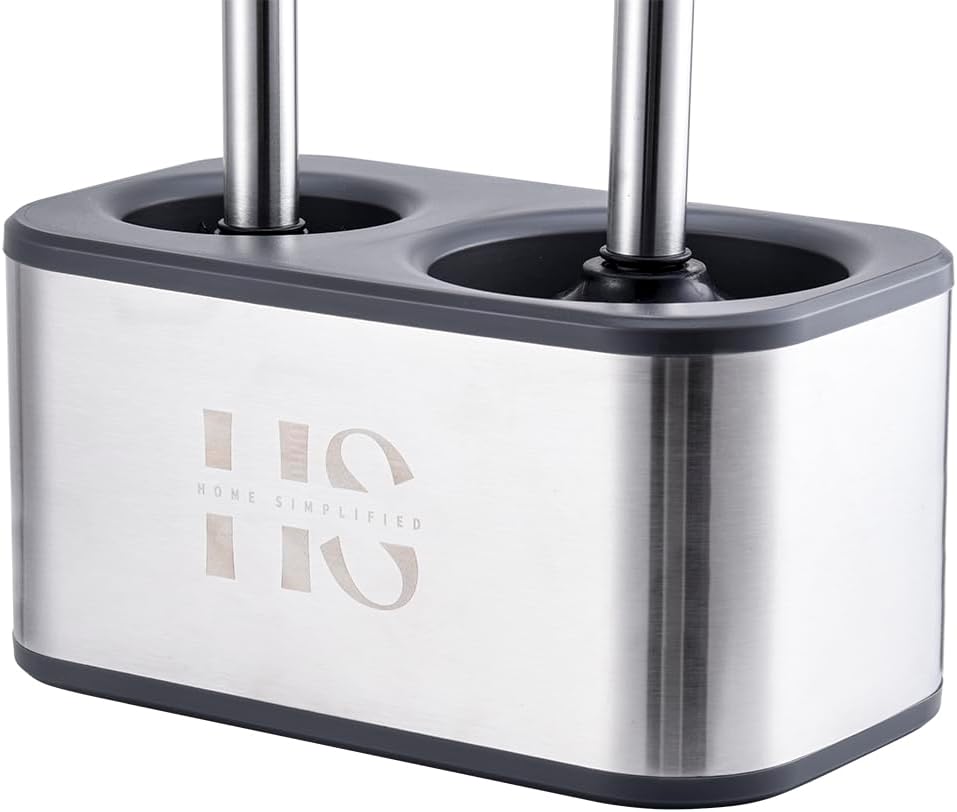 Home Simplified Stainless Steel Toilet Brush and Plunger Set
