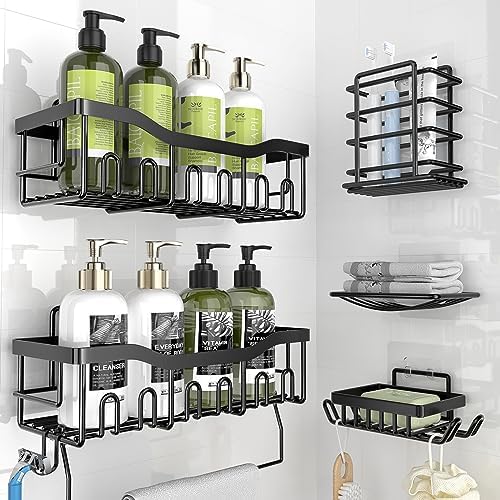 Phiaso 6 Pack Shower Caddy - Drill-Free Stainless Steel Organizer