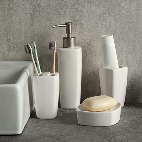 MyGift 4-Piece Ceramic Bathroom Accessory Set