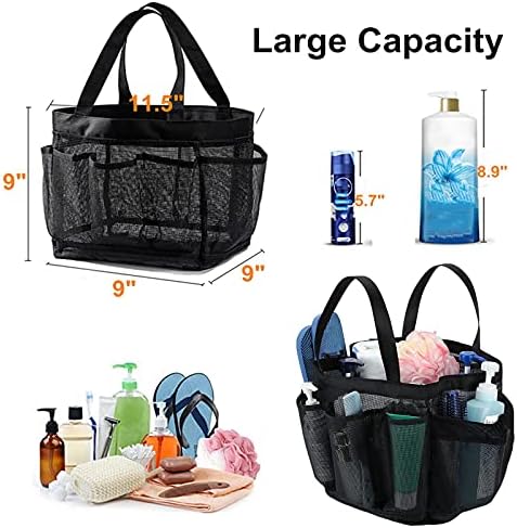 2025 Portable Shower Caddy Bag with 8 Pockets - Black