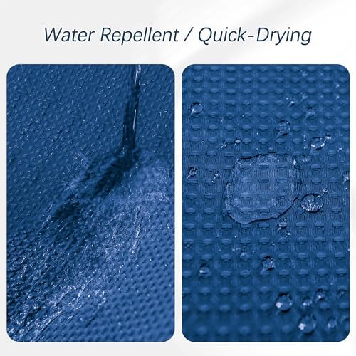 PANGSINNE Classic Blue Waffle Shower Curtain with 12 Hooks