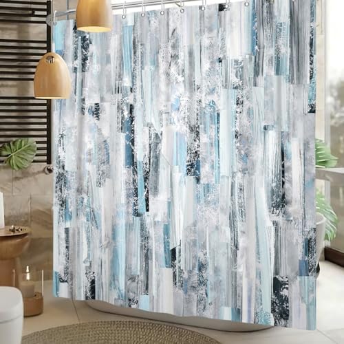 Light Blue Abstract Art Shower Curtain 72x72 Inch