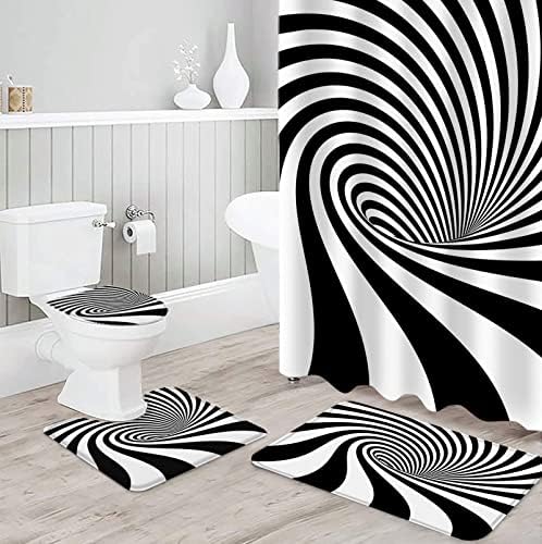 ZOE GARDEN Visual Vortex Optical Shower Curtain Set 1