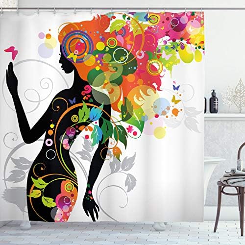 Ambesonne Colorful Shower Curtain Set with Hooks