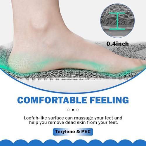 YDKGL Gray Non Slip Bathtub Mat 18x30in