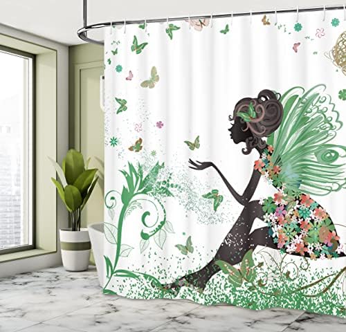Ambesonne Fantasy Shower Curtain Set 69x70 Fern Green