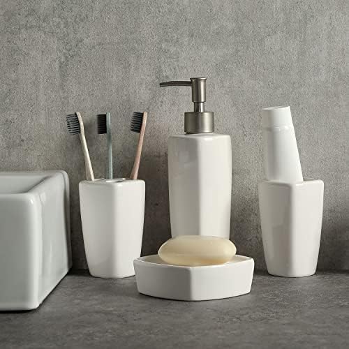MyGift 4-Piece Ceramic Bathroom Accessory Set