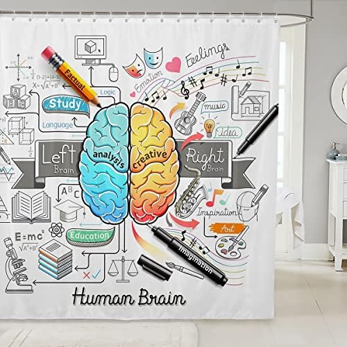 Feelyou Human Brain Shower Curtain Set with 12 Hooks