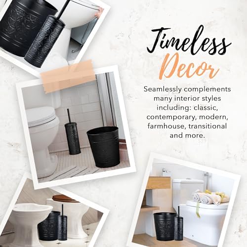 Autumn Alley Matte Black Toilet Brush and Trash Can Set