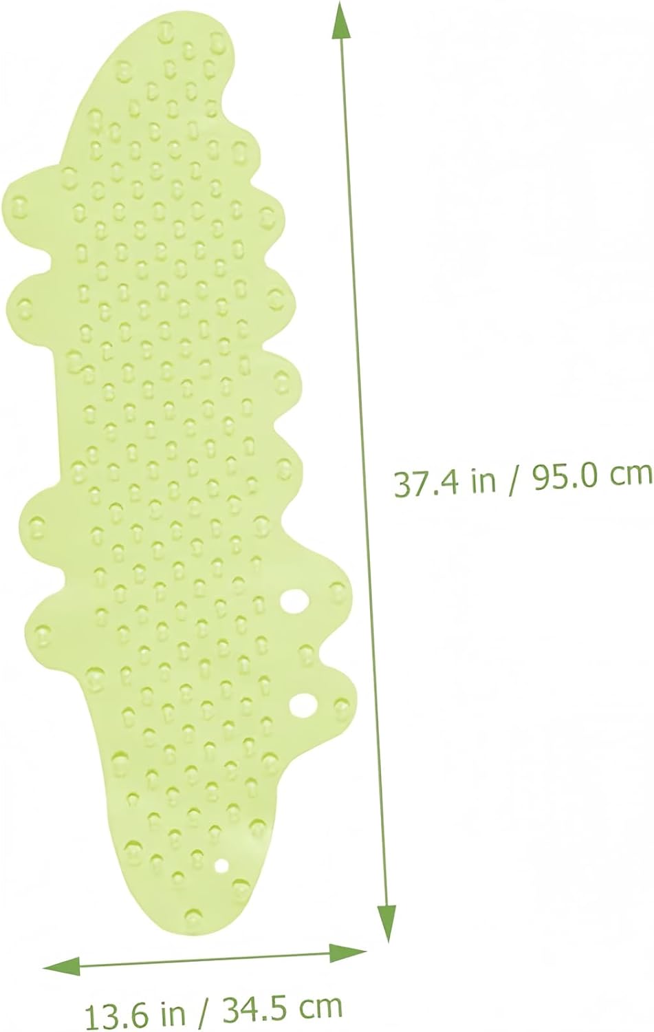Non Slip Bathtub Mat with Suction Cups Green Cartoon Alligator Pattern