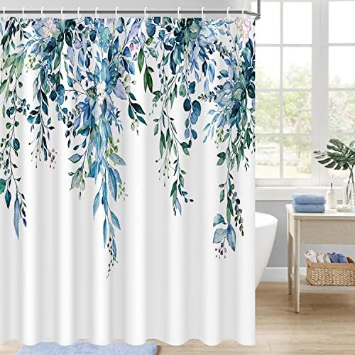 Extra Long Eucalyptus Leaves Shower Curtain 72x84 Inch