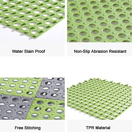 HUHJYUGE Non-Slip Square Shower Mat 12x12in with Drain Holes and Interlocking Design