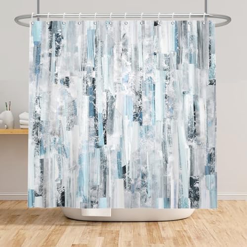 Light Blue Abstract Art Shower Curtain 72x72 Inch
