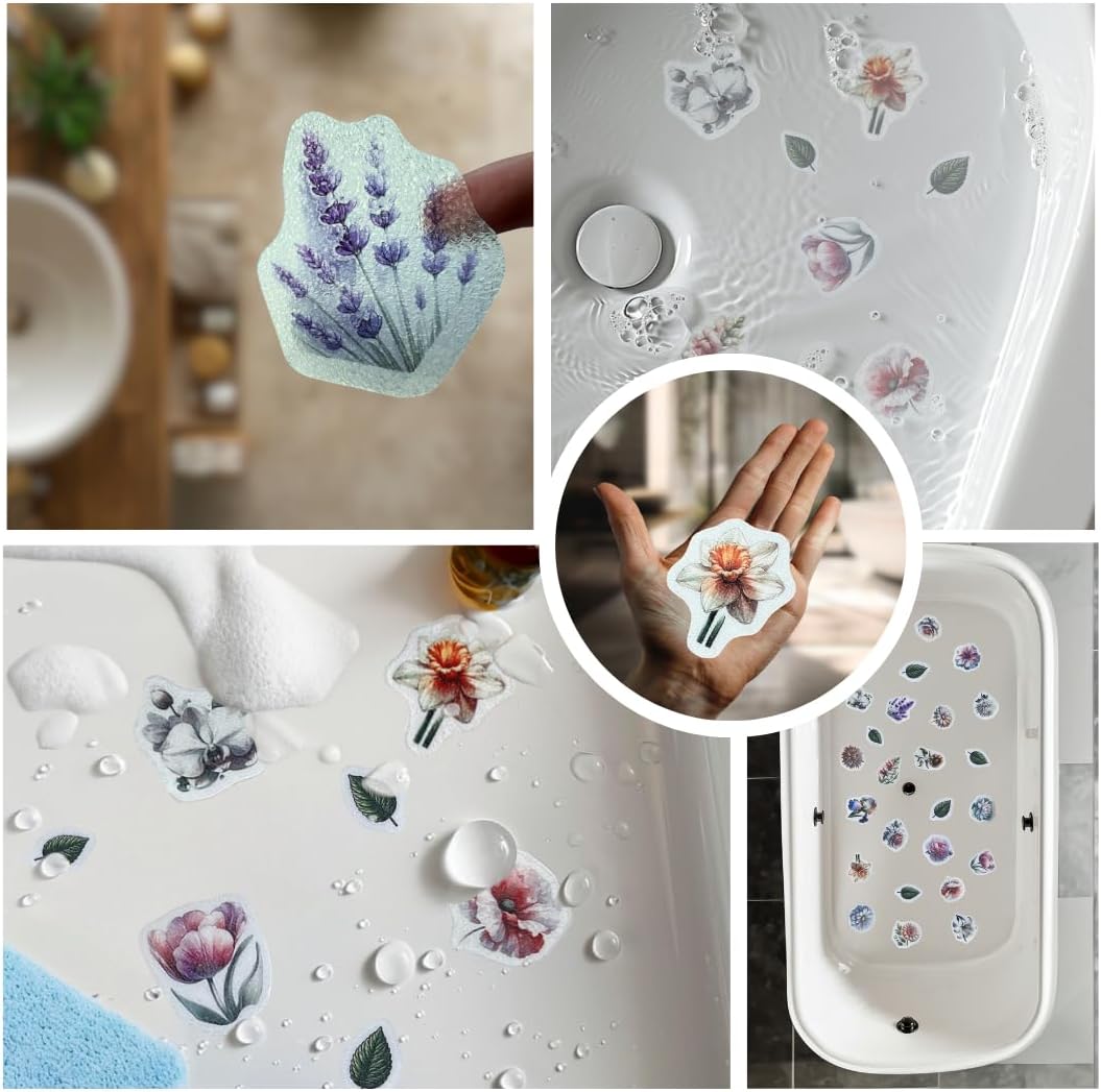 Non Slip Bathtub Stickers 25PCS Cute Floral Decals