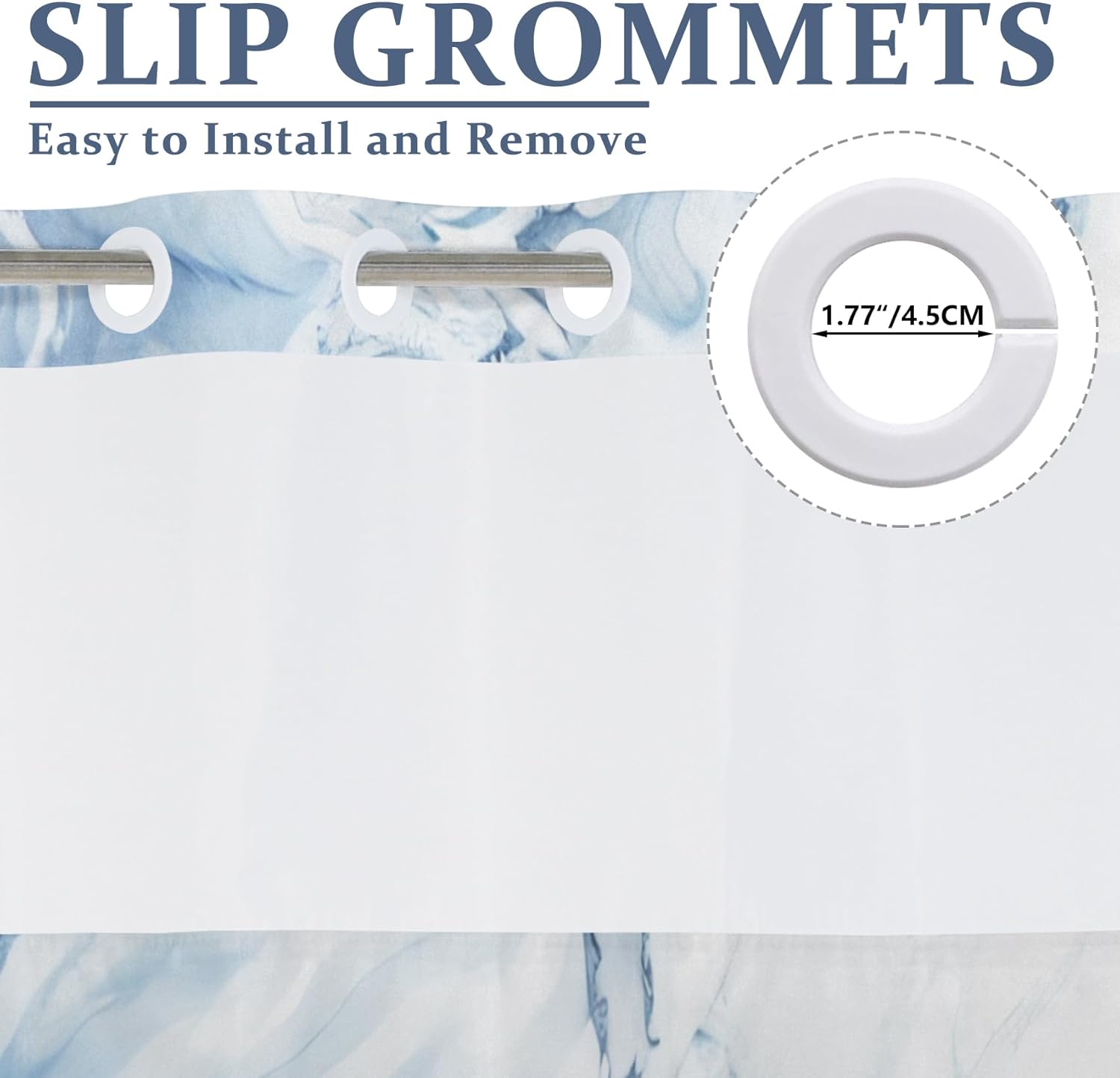 Marble Shower Curtain with Snap Liner 71x74 Inch 1