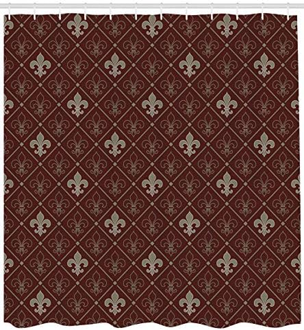 Ambesonne Fleur De Lis Shower Curtain Set Green Maroon 1