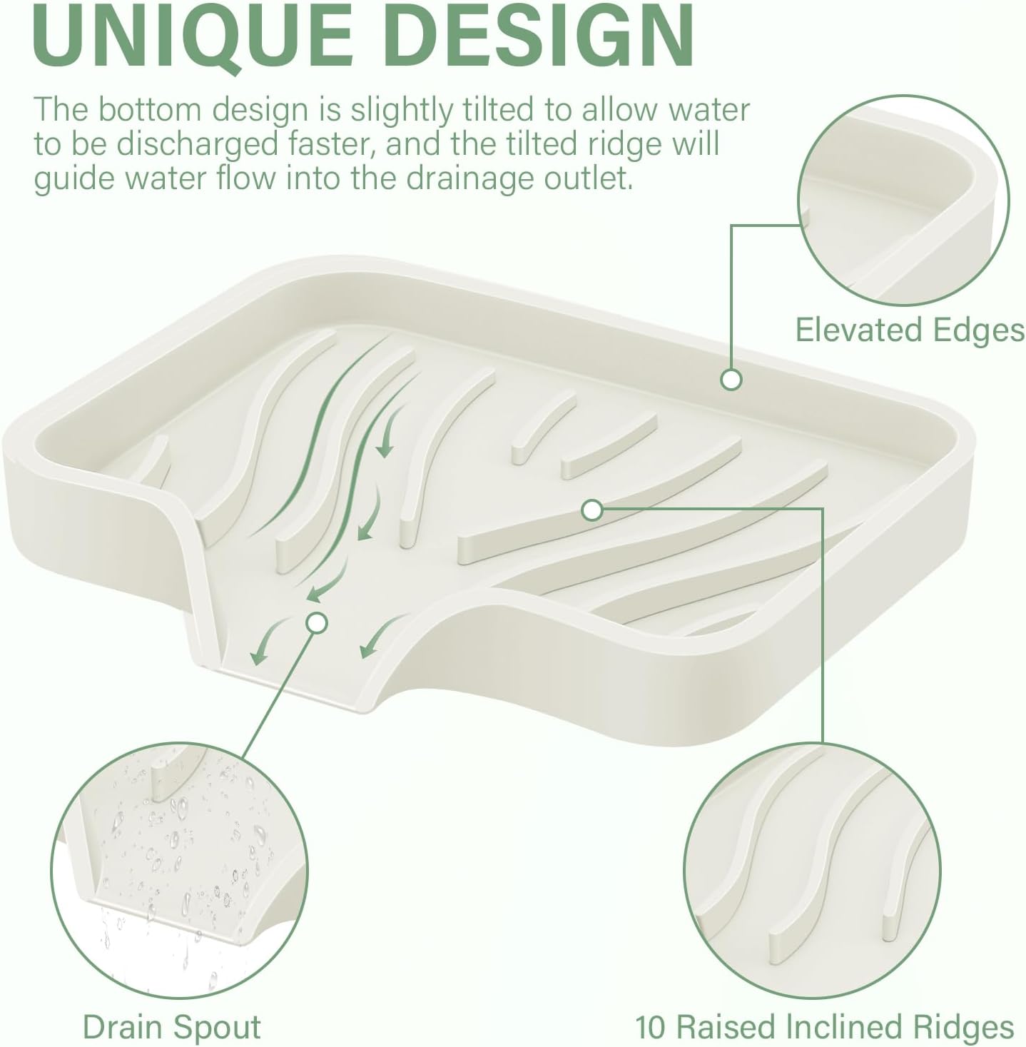 SAISN Silicone Soap Dish 2 Pack Self Draining