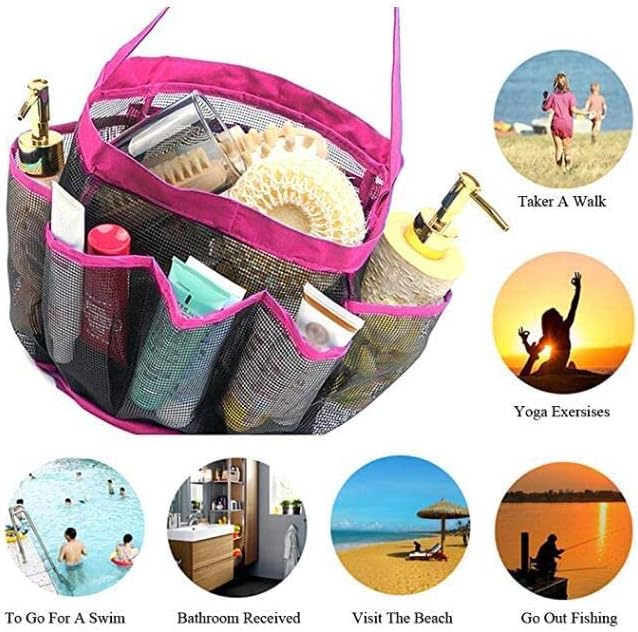 SIQITECHNO Mesh Shower Caddy with 8 Pockets Portable Tote Bag