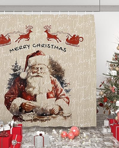 ZOE GARDEN Christmas Santa Bathroom Set with Rug and Hooks