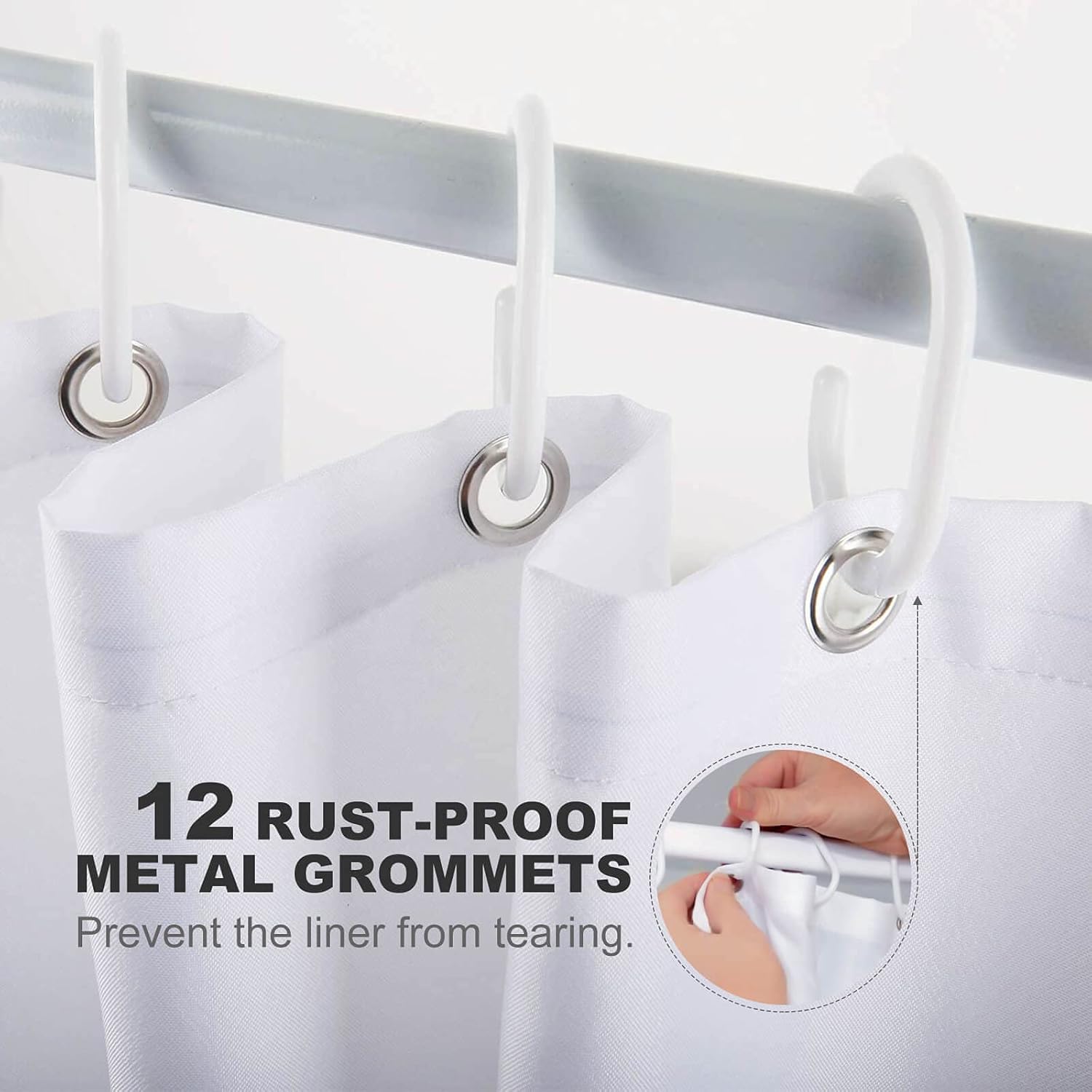 WEIHAKO Shower Curtain Set with 12 Hooks 60x72 Inches 1