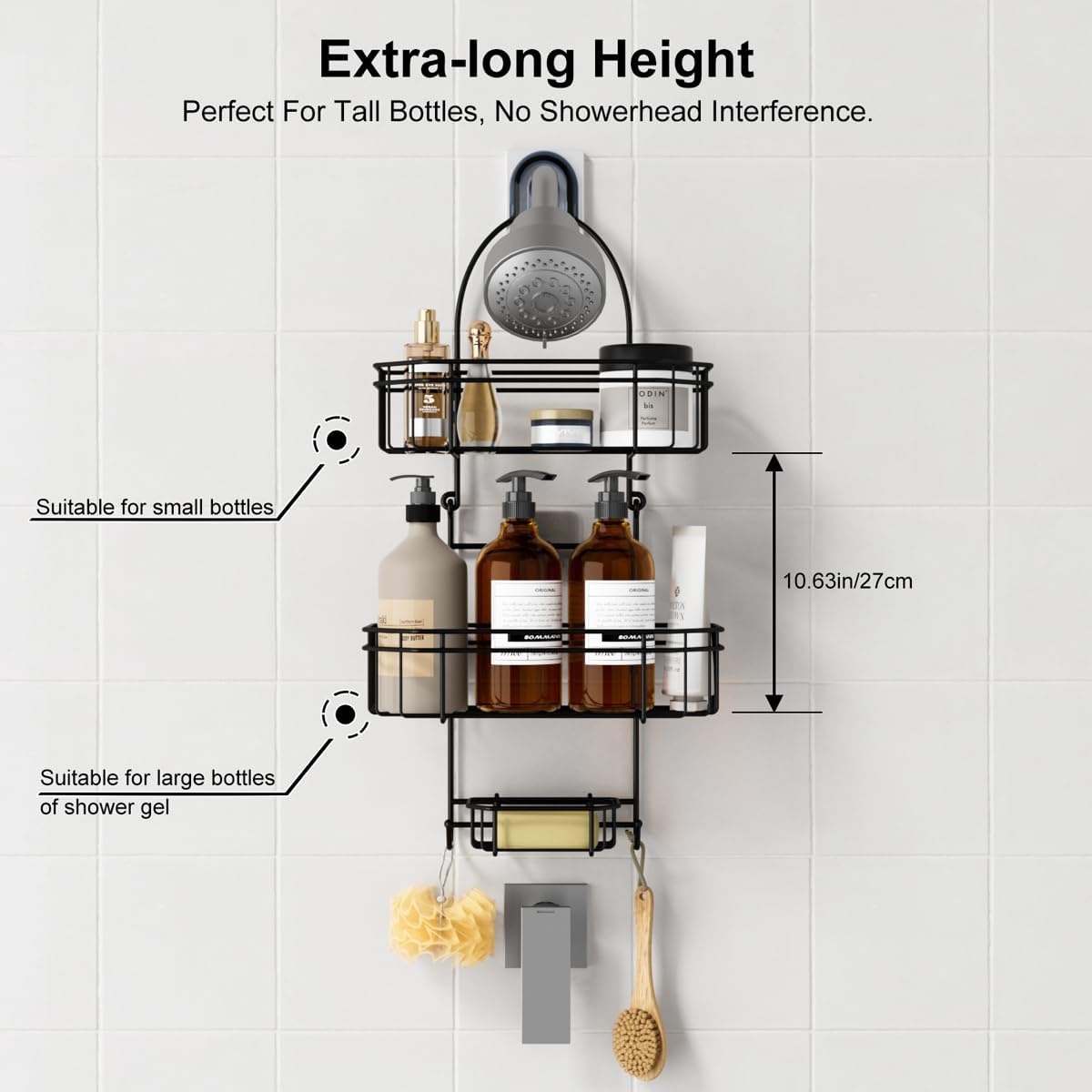 LEEDA 3-Tier Hanging Shower Caddy with Soap Basket