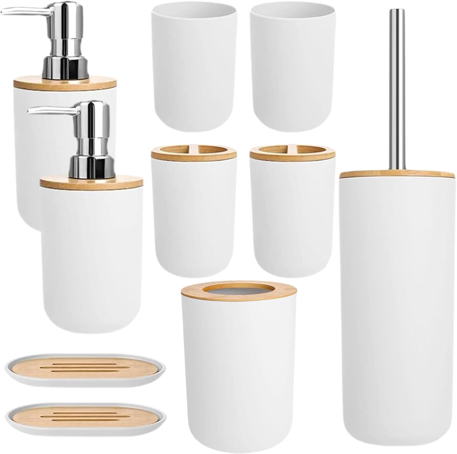 Bathroom Bin and Toilet Brush Set 4PCS