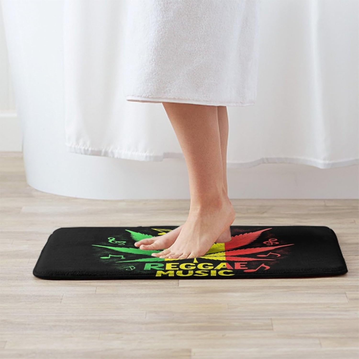 BoomDragon Anti-Slip Washable Bath Mat with Rasta Flag Design