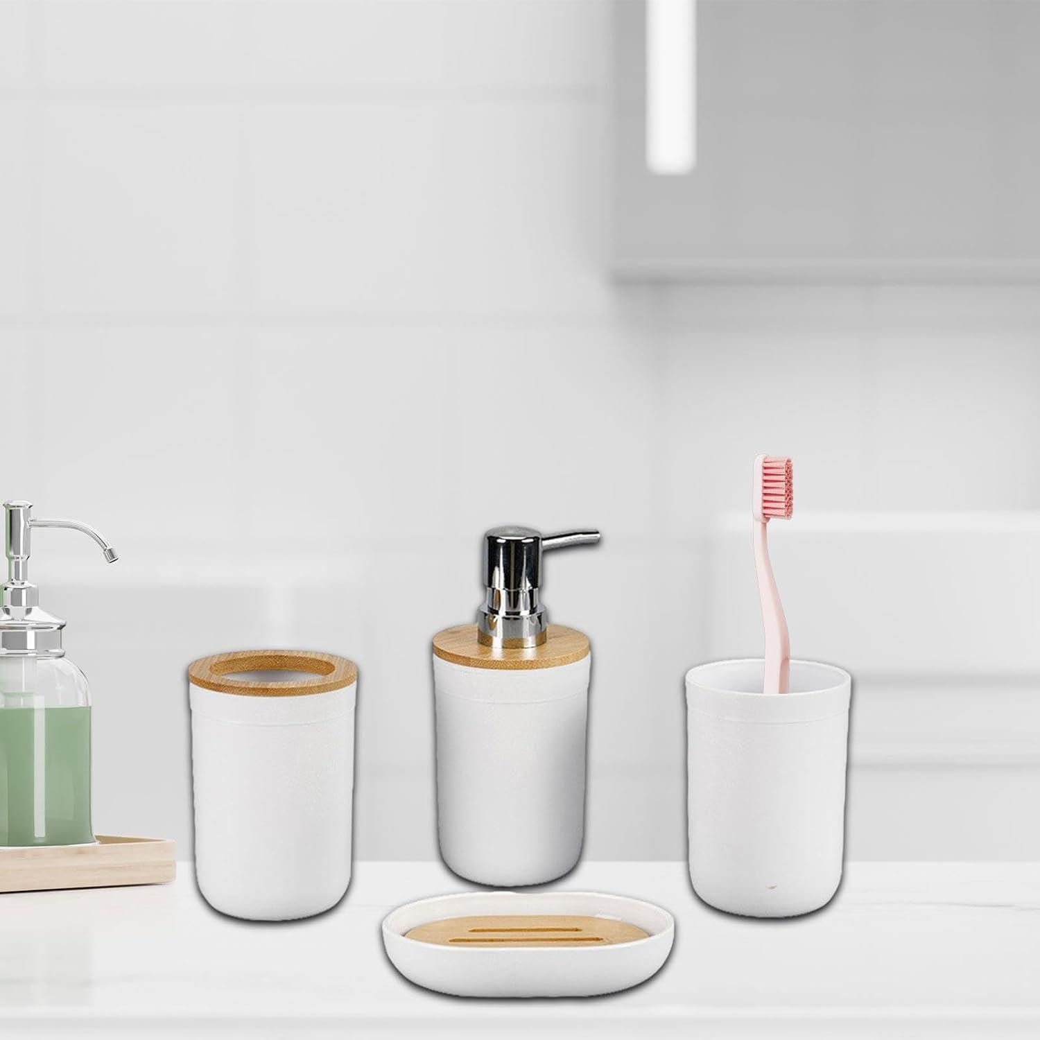 Ioensy 4X Bathroom Accessories Set White 1